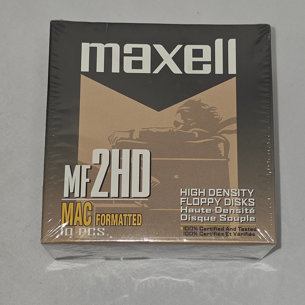 Maxell MF2HD 3.5 High Density Floppy Disks MAC Formatted 10 Pack New Sealed